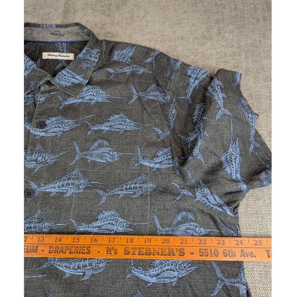 Tommy Bahama Shirt Men XL Blue Silk Marlin Bar Fish AOP Print Artist Series Camp - Picture 4 of 8